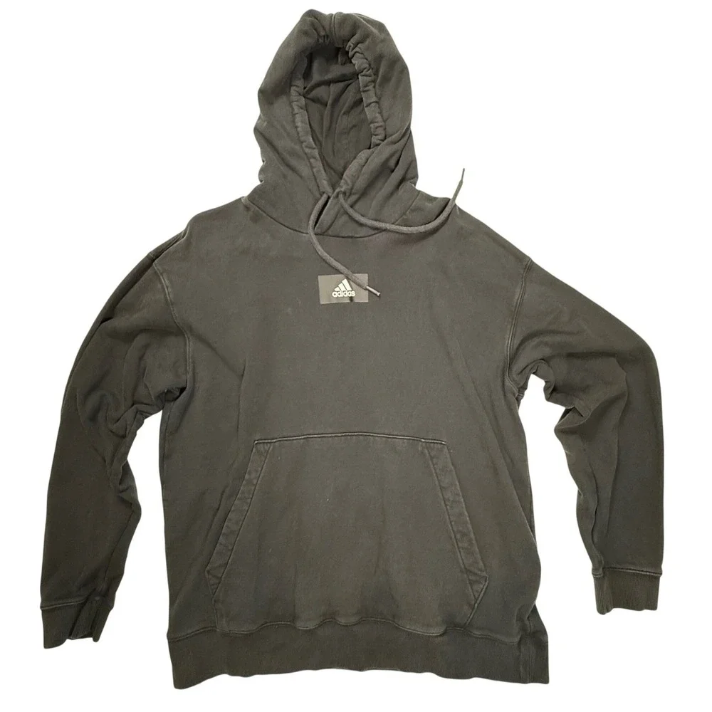 Adidas Mens Box Logo Hoodie Faded Black Pullover Sweatshirt Small 0145